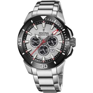 Festina F20641/1 Horloge Chrono Bike staal zilverkleurig-zwart 47 mm