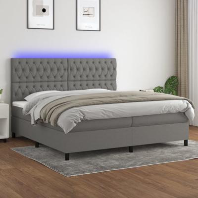 Boxspring met matras en LED stof donkergrijs 200x200 cm