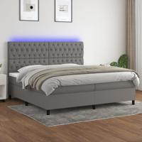 Boxspring met matras en LED stof donkergrijs 200x200 cm