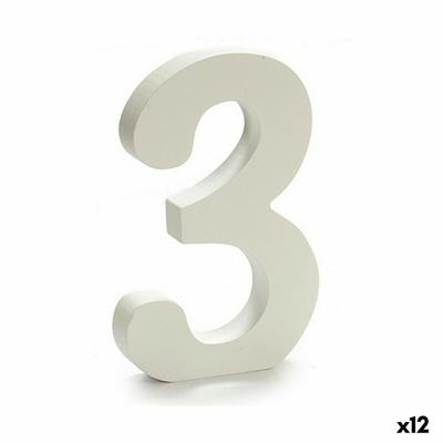 Cijfer 3 Hout Wit (1,8 x 21 x 17 cm) (12 Stuks)