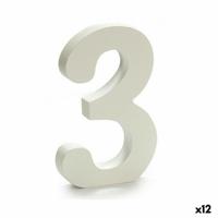 Cijfer 3 Hout Wit (1,8 x 21 x 17 cm) (12 Stuks)