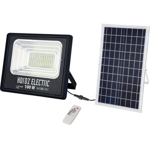 LED Floodlight op Zonne-energie - LED Schijnwerper - LED Solar Tuinverlichting Wandlamp - Togre - 100W - Helder/Koud Wit 6400K - Afstandsbediening - Waterdicht IP65 - Aluminium