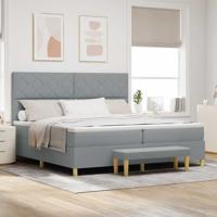 Boxspringbed met Matras & Bank Lichtgrijs 200x200 cm Stof