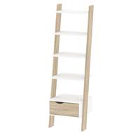 Leen Bakker - Boekenkast Delta 1-lade - Wit/eikenkleur - 180,4x55,1x48,1 Cm - Spaanplaat - Wit#Bruin - 49.2x190.6x6.4 Cm