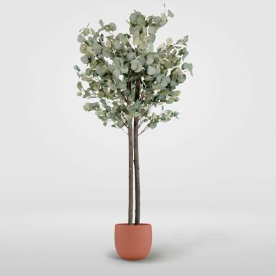 Boomstructuur Home ESPRIT Polyester Hout Cement Eucalyptus 90 x 90 x 180 cm
