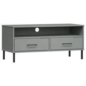 The Living Store OSLO TV-meubel - 106 x 40 x 46.5 cm - massief grenenhout - grijs - 2 lades