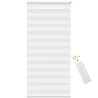 HOMCOM raamgordijn, elektrisch zebragordijn, met afstandsbediening, wit, 80x180cm