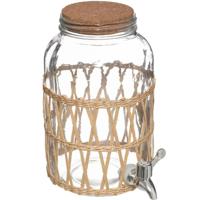 5Five Drank dispenser - 3,3 liter - met metalen kraantje en kurk deksel