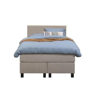 Leen Bakker - Boxspring Liv Geblokt - 120x200 Cm - Vierkante Poot - Stof - Beige