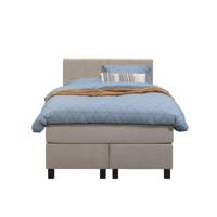 Leen Bakker - Boxspring Liv Geblokt - 120x200 Cm - Vierkante Poot - Stof - Beige