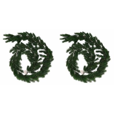 2x Donkergroene kerst guirlandes 180 cm