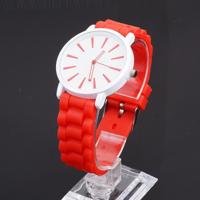 Eenvoudige stijl ronde Dial Jelly siliconen riem quartz horloge (rood)