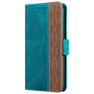 iPhone 13 Pro hoesje - Bookcase - Pasjeshouder - Portemonnee - Patroon - Kunstleer - Blauw/Bruin