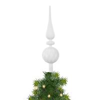 Kerstboom piek - gedecoreerd - wit - glas - 31 cm - kerstboompiek - thumbnail