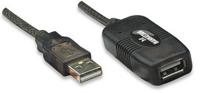 Manhattan USB-kabel USB 2.0 USB-A stekker, USB-A bus 10.00 m Zwart 150248