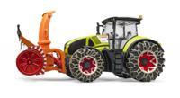 Bruder Claas Axion 950 Tractor Met Sneeuwfrees, Blazer En Sneeuwkettingen