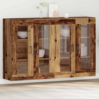 Wandkast 2 pcs Oud hout 69.5 x 34 x 90 cm Bewerkt hout