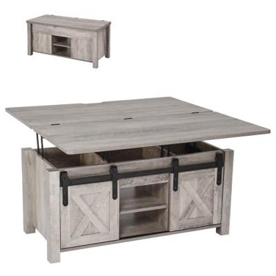 VEVOR Lift Top salontafel 100 cm, rustieke salontafel met schuurdeur en verborgen opbergvak, rechthoekig lifttafelblad voor woonkamer, kantoor, thuis, woonkamertafel, banktafel, eettafel, eikenhout