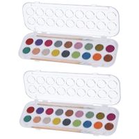 Set van 2x stuks hobby/knutsel waterverf/aquarel 18 metallic kleuren voor kinderen