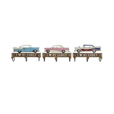 Wandkapstok DKD Home Decor 29 x 8 x 17 cm Metaal Vintage Hout MDF (3 Onderdelen)