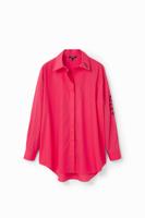 Oversized blouse met gezichten - RED - S/M