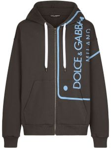 Dolce & Gabbana hoodie zippé à logo imprimé - Gris