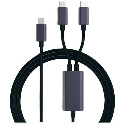 ROLINE USB type C split oplaadkabel, C - 2x C, M/M, max. 100W, zwart, 1,85 m