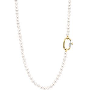 TI SENTO-Milano 3980PW Ketting zilver-zirconia-parel goudkeurig-wit 6 mm 90 cm