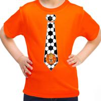 Oranje supporter T-shirt voor meisjes - voetbal stropdas - oranje - EK/WK voetbal - Nederland - thumbnail