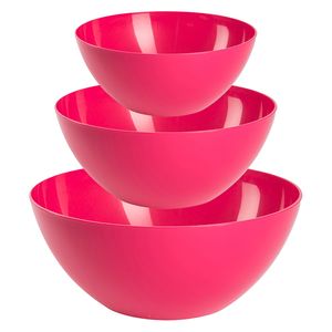 Plasticforte voedsel serveer schalen set - 3x stuks - roze - kunststof - Dia 20/23/26 cm