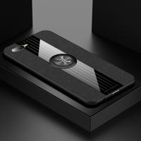 Voor OPPO K1/R15X XINLI stiksels doek Textue schokbestendig TPU beschermhoes met ring houder (zwart)