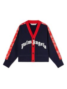 Palm Angels Kids cardigan en coton à col v - Bleu