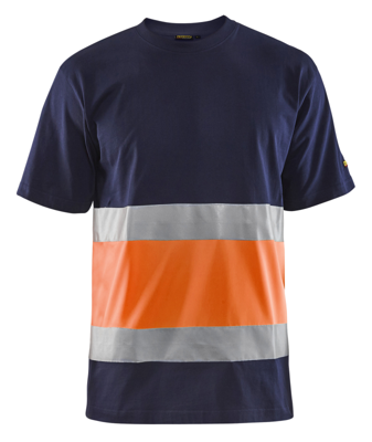 Blåkläder T-Shirt High-Vis 33871030 | Marineblauw/Oranje | Maat M - 7330509616260