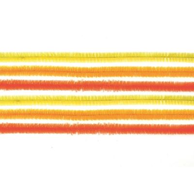Chenilledraad - 10x - oranje/geel - 50 cm - hobby/knutsel materialen