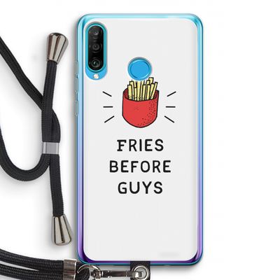 Fries before guys: Huawei P30 Lite Transparant Hoesje met koord