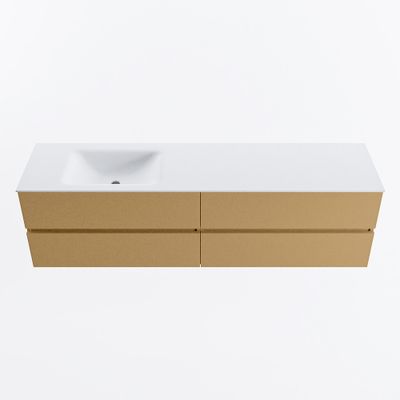 MONDIAZ VICA 180cm badmeubel onderkast Oro 4 lades. Wastafel CLOUD links 1 kraangat, kleur Talc.