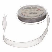 1x Zilveren organzalint rollen 1,5 cm x 10 meter cadeaulint/kadolint verpakkingsmateriaal - thumbnail
