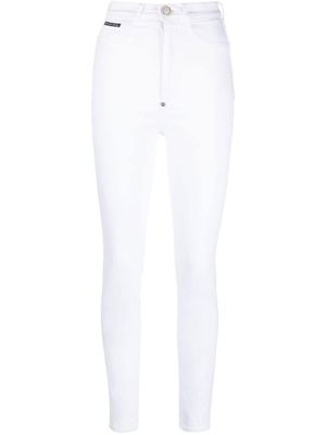 Philipp Plein jean skinny à taille haute - Blanc