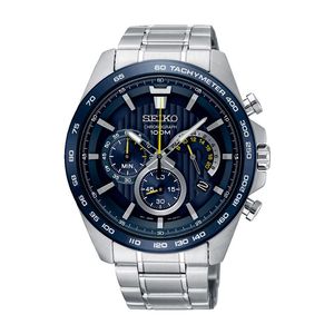 Seiko Herenhorloge SSB301P1 Chronograaf Tachymeter staal zilverkleurig-blauw 44 mm