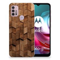 Bumper Hoesje voor Motorola Moto G30 | G10 Wooden Cubes