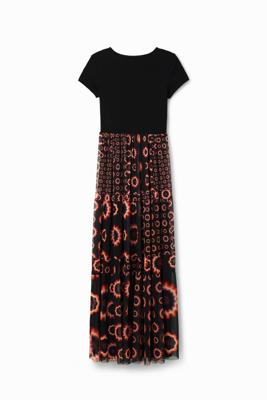 Gecombineerde geometrische midi-jurk - BLACK - XL