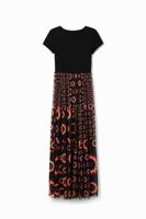 Gecombineerde geometrische midi-jurk - BLACK - XL