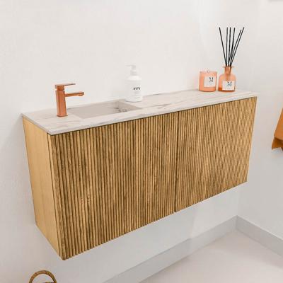 Toiletmeubel Mondiaz Joya Dlux | 90 cm | Meubelkleur Oak | Faye wastafel Nata Wasbak Links | 1 kraangat
