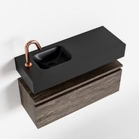 Toiletmeubel Mondiaz Andor | 80 cm | Meubelkleur Dark brown | Lex vrijhangend wastafel Urban Links | 1 kraangat