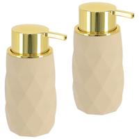 Zeeppompje/dispenser Diamond - 2x - beige - kunststof - 6 x 15 cm