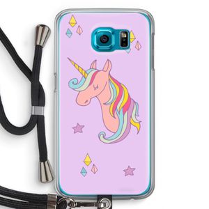 Roze eenhoorn: Samsung Galaxy S6 Transparant Hoesje met koord