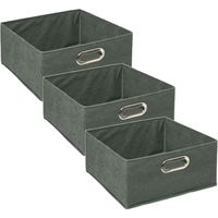 Set van 3x stuks opbergmand/kastmand 14 liter grijsgroen linnen 31 x 31 x 15 cm