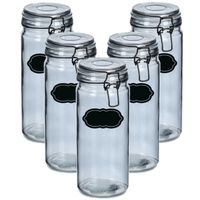 Weckpot/inmaakpot - 10x - 1L - glas - met beugelsluiting - incl. etiketten