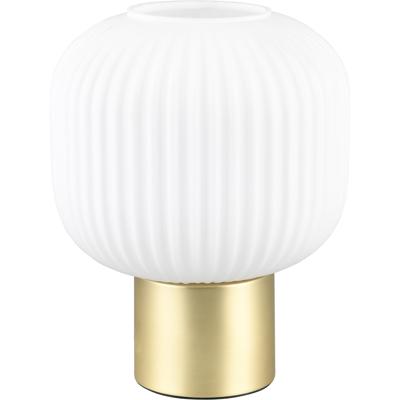 LED Tafellamp - Tafelverlichting - Trion Avia - E27 Fitting - Rond - Wit Glas - Mat Messing - Metaal