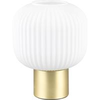LED Tafellamp - Tafelverlichting - Trion Avia - E27 Fitting - Rond - Wit Glas - Mat Messing - Metaal